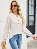 Edelqual Women's Long Sleeve Henley V Neck Sweater Blue Size L by Deal US