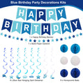 Crosize Blue Birthday Decorations Kit Pre-Strung Banner Tissue Poms Star Garland by Deal US
