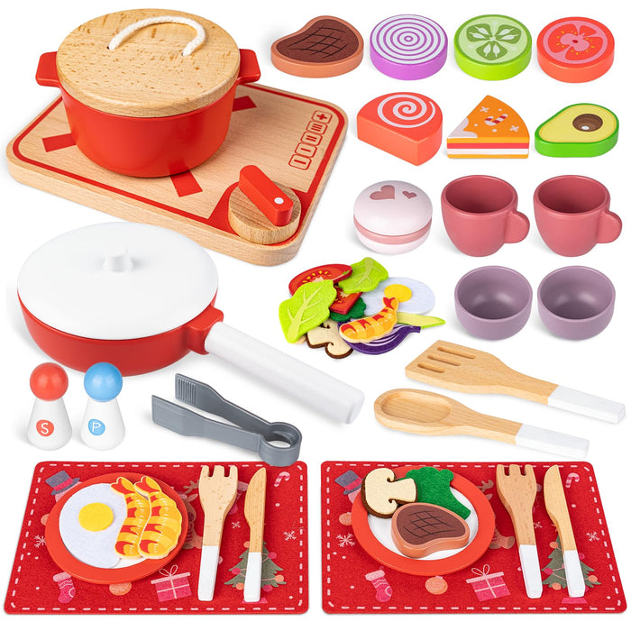 Commodum Kids Wooden Play Cooking Set Advent Calendar 24 Days Xmas Gifts by Deal US