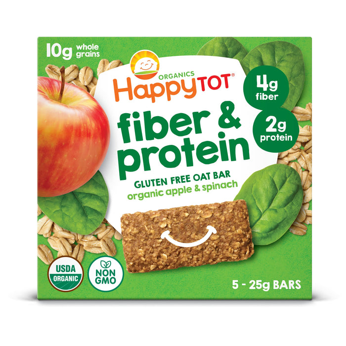 HAPPYTOT Organics Toddler Oat Bars Apple Spinach Soft-Baked 0.88oz 5Count 6 Pack by Deal US