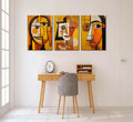 LAJDXSX 3 Pcs Abstract Portrait Canvas Wall Art Orange 12x16in Set by Deal US