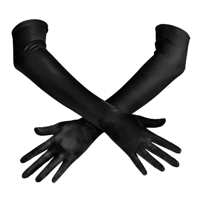 Spooktacular Creations Long Satin Opera Party Gloves Black 21in One Size by Deal US
