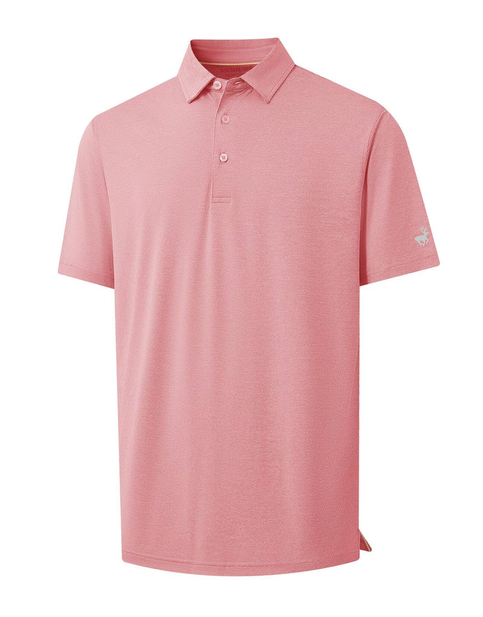 MICHEL ROUEN Men's Dry Fit Golf Polo Shirt Pink Heather Jacquard Size M by Deal US
