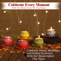 4OUR FAITH Matki Wax Filled Diya Set Handpainted Terracotta 6 Pc Multicolor by Deal US