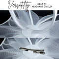 Needzo White Floral Feather Mesh Fascinator Headband Hair Clip One Size by Deal US