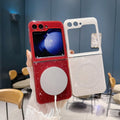 Magnetic Neon Phone Case for Samsung Galaxy Z Flip 5 with MagSafe Compatibility Wine Red by Merch Section