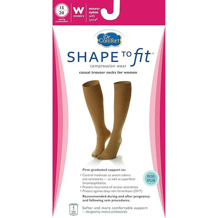 Dr. Comfort Women's Micro Nylon Graduated Compression Knee High 15-20 Mmhg Black by Pasteur Pharmacy