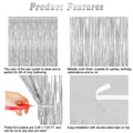 ZATAYE 2 Pack Tinsel Backdrop 3.28x7.05 FT Silver Metallic Foil Curtains by Deal US