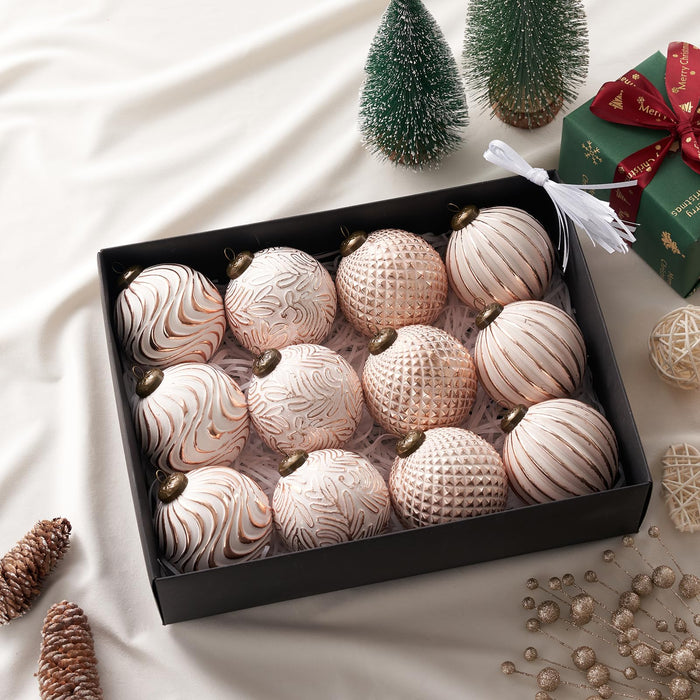12 Pcs Pink Christmas Tree Ornaments Shatterproof Balls Holiday Decor by Deal US