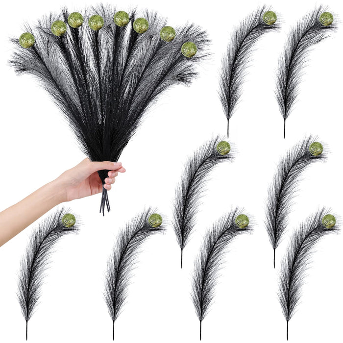 EYNDYN 15 Pcs 17'' Black Feather Christmas Tree Topper Green by Deal US