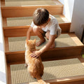 DEXDE 4-Pack Non-Slip Chenille Linen Stair Treads 9x30 Beige by Deal US