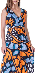 24seven Comfort Womens Orange Butterfly Print V Neck Tie Back Empire Wai by Vanessa Jane