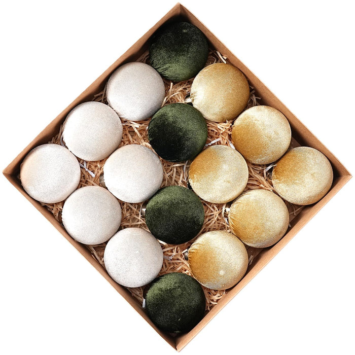 Choonshow Velvet Christmas Ball Ornaments 16 Pack 3.15" Brown Green by Deal US