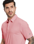 MICHEL ROUEN Men's Dry Fit Golf Polo Shirt Pink Heather Jacquard Size M by Deal US
