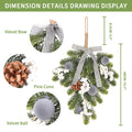Super Holiday Christmas 2PCS Artificial Green Plant Wreaths Grey Velvet Bow by Deal US