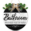 CHDITB Summer Bathroom Wooden Sign Tropical Palm Tree 11.4x11.4 in Portrait by Deal US