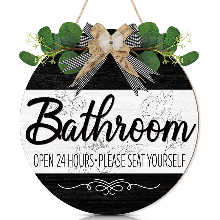 CHDITB Summer Bathroom Wooden Sign Tropical Palm Tree 11.4x11.4 in Portrait by Deal US