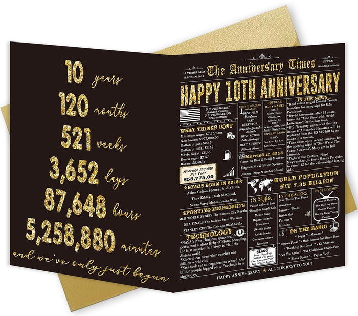 Londue 10 Year Anniversary Card for Him Her Romantic Tin Gift Couple by Deal US