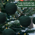 Soulchen 15 Pcs 3.15" Large Green Velvet Flocked Christmas Balls Ornaments by Deal US