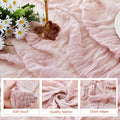ZKPMJH 6PCS Dusty Pink Cheese Cloth Table Runner 35x120in Boho Gauze by Deal US