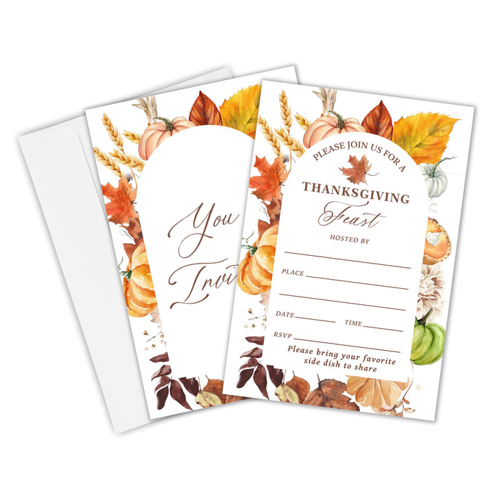 Yhtmbf Thanksgiving Party Invitations 20pcs 4x6 Maple Leaves Pumpkins Fall by Deal US