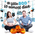 OGMOGKW Halloween Baby Shower Banner Blue A Little Boo Is Almost Due by Deal US