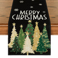 Artoid Mode Xmas Trees Snowflakes Table Runner Black 13x36 Inch by Deal US