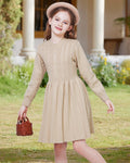 WULFUL Girls Long Sleeve Sweater Dress Pleated Knit Casual Fall Winter 5-12Y by Deal US