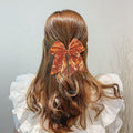 Xepeelo 2Pcs Orange Glitter Bow Elastic Hair Ties Bands Ponytail Holder 1 Count by Deal US