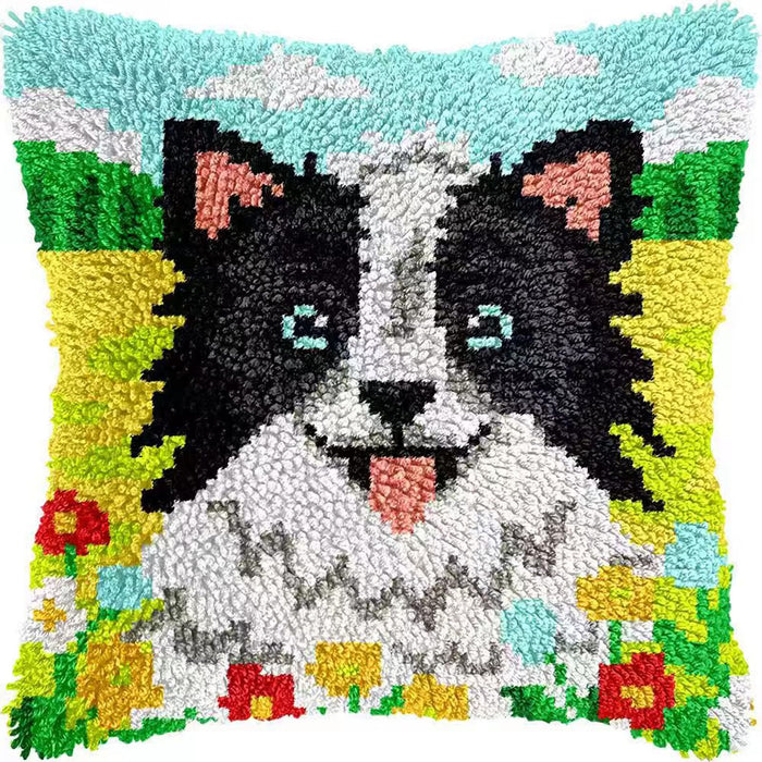 LUDOTEK Colorful Dog Latch Hook Kit Pre-Printed Canvas 17x17 in by Deal US