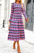 KIRUNDO Womens Spring Long Sleeve Boho Floral Midi Dress Pink Size M by Deal US