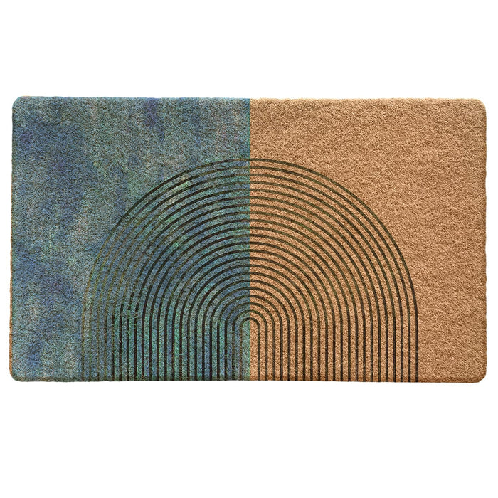 Qabliqo Boho Welcome Door Mat Mid Century Modern Green Chenille 17x30 Inch by Deal US
