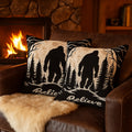 Burbell Bigfoot Christmas Pillow Covers Set of 2 Black 18x18 by Deal US