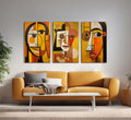 LAJDXSX 3 Pcs Abstract Portrait Canvas Wall Art Orange 12x16in Set by Deal US