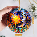 Touber Sun God Christmas Ornament Ceramic Holiday Decor Sun and Moon by Deal US