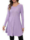 Aphratti Womens Sweater Dress Tunic Top Long Sleeve Casual Lavender L by Deal US