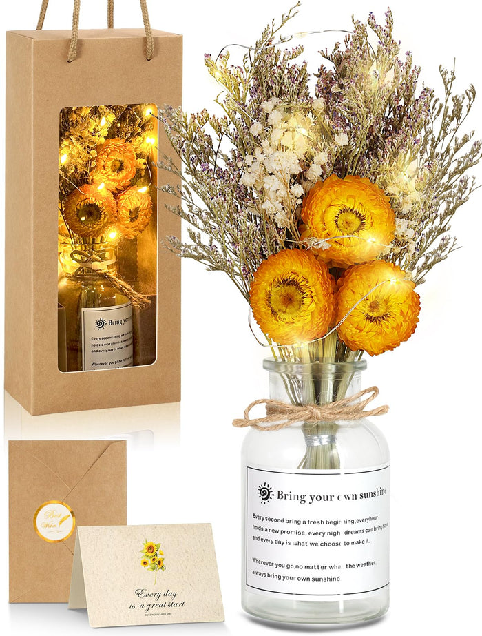 JMHACHY Preserved Sunflower Gift for Mom Birthday Yellow Natural Fibers by Deal US