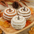 Hollyone Fall Pumpkin Decor 3 PCS Faux Rattan Pumpkins Small Orange Brown by Deal US