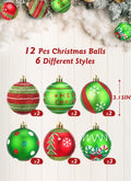 SmartDawn 12 Pcs 3.15in Christmas Ball Ornaments Red Green Plastic by Deal US