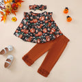 Kislio Toddler Girls Pumpkin Ghost Shirt Ruffle Pants Set 3PCS orange 12-18M by Deal US