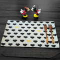 DaDa Bedding Set of 4-Pieces Valentine's day Yellow & Black Hearts Tapestry Dining Table Placemats 13” x 19” (18113) by DaDalogy Bedding Collection