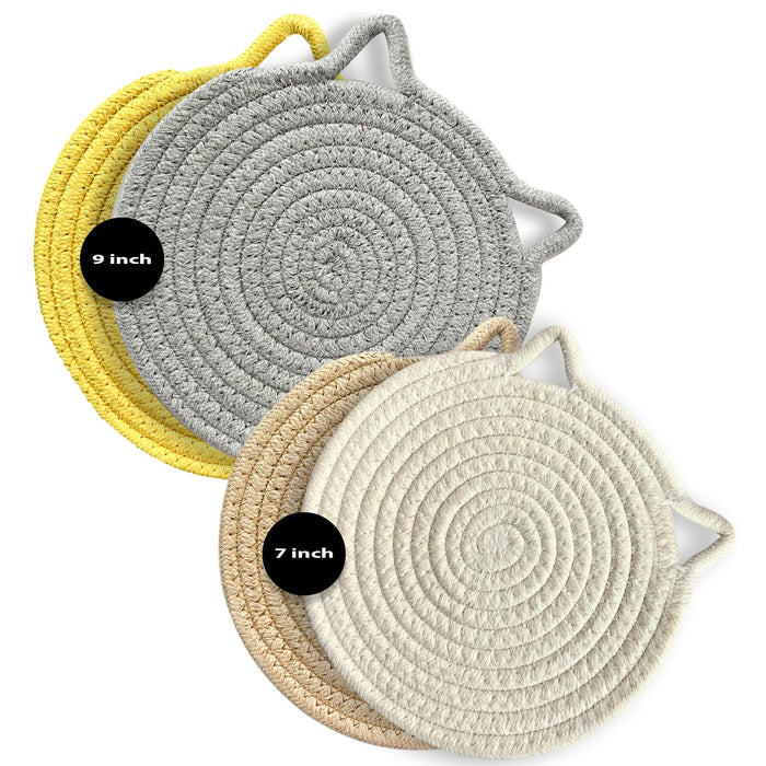 UKJENT Cotton Trivet Mats 4 Pcs Heat Resistant Pot Holders 7" & 9" Multi Color by Deal US
