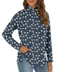 GOUCEHN Women Turtleneck Sweater Pullover Lightweight Blue-White Flo Size XL by Deal US