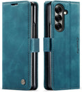 Classic Leather Wallet Flip Case for Samsung Galaxy Z Fold 7 5G with Kickstand Card Holder Teal by Merch Section