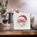 XUNLURY Santa Wooden Box Sign Pink Christmas Decor 5x5 Inch by Deal US