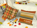 4TH Emotion Fall Pillow Covers 18x18 White Pumpkin Check Set of 4 by Deal US