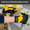 SAVJOB Women's Light-Duty Work Gloves Faux Leather Yellow Size Small by Deal US