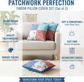 DaDa Bedding Set of 2-Pieces Bohemian Vibes Patchwork Floral Throw Pillow Covers, 18" x 18" (JHW878) by DaDalogy Bedding Collection