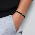 Eye Protection Bracelet, Fathers Day Gift, 6mm Natural Black Beads | Adjustable
