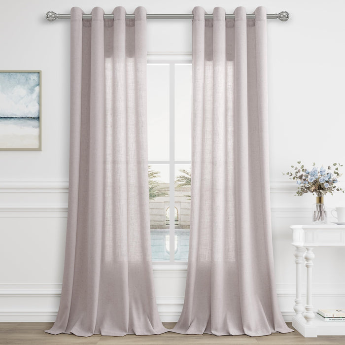 Aersas Champagne Linen Curtains 52x108in 2 Panels Grommet Light Filtering by Deal US